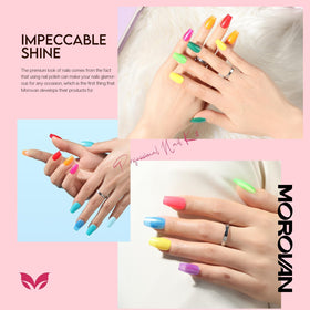 Lifestyle scene with Morovan nail polish set in use