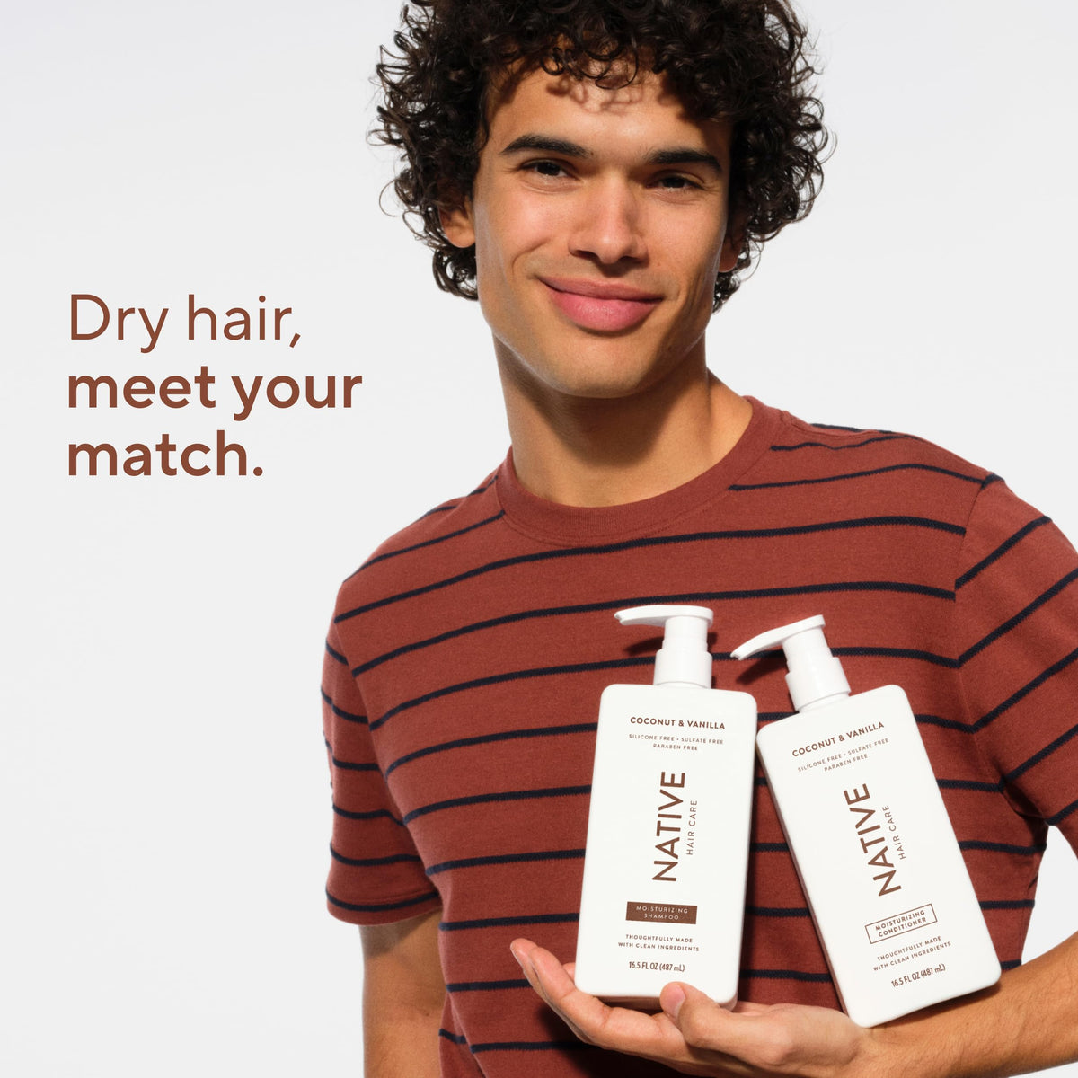 Lifestyle scene with Native Coconut & Vanilla Shampoo and Conditioner