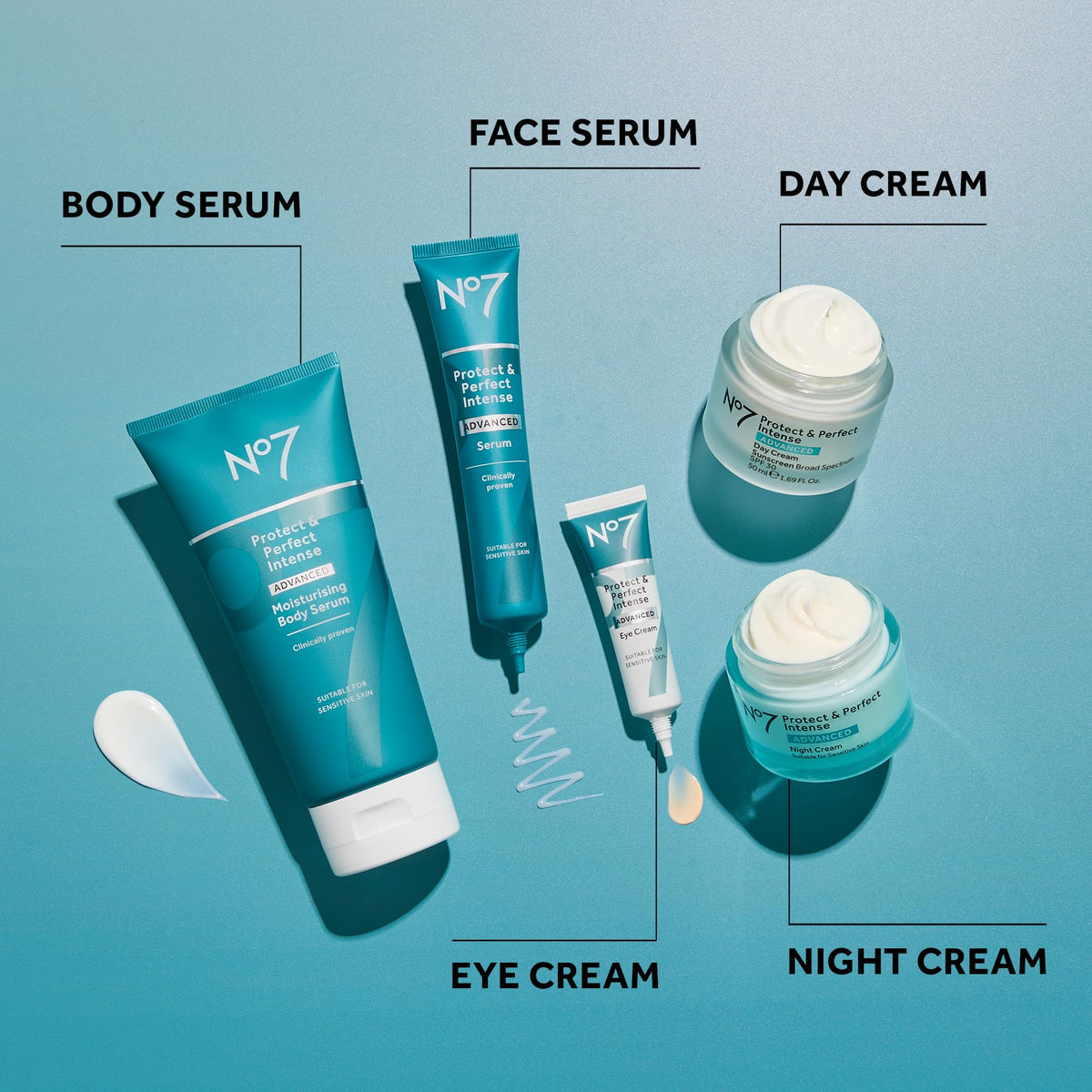 Lifestyle scene with No7 serum in a bathroom setting