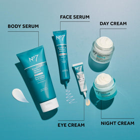 Lifestyle scene with No7 serum in a bathroom setting