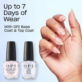 Lifestyle scene with OPI Stay Out All Bright nail polish on a vanity