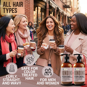 Lifestyle scene with PURE NATURE LUX SPA Bonding Repair Shampoo and Conditioner