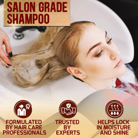 Lifestyle scene with PURE NATURE LUX SPA Moroccan Argan Oil Shampoo in bathroom