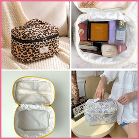 Lifestyle scene with uekeboag Large Travel Quilted Makeup Bag outdoors