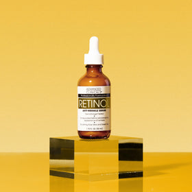 Lifestyle shot of Advanced Clinicals Retinol Serum in bathroom
