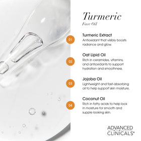 Lifestyle shot of Advanced Clinicals Turmeric Oil Serum on a vanity