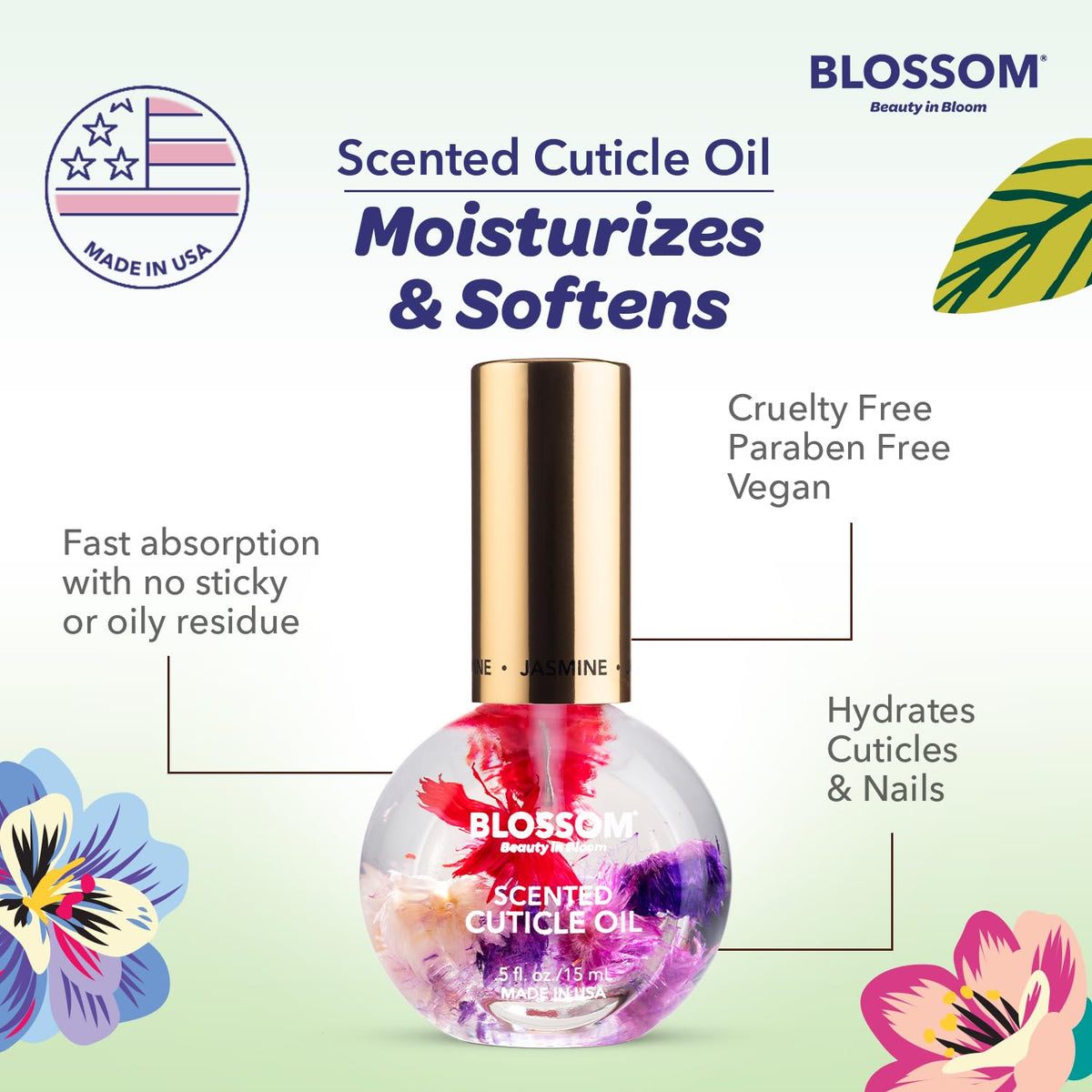 Lifestyle shot of Blossom Cuticle Oil on vanity