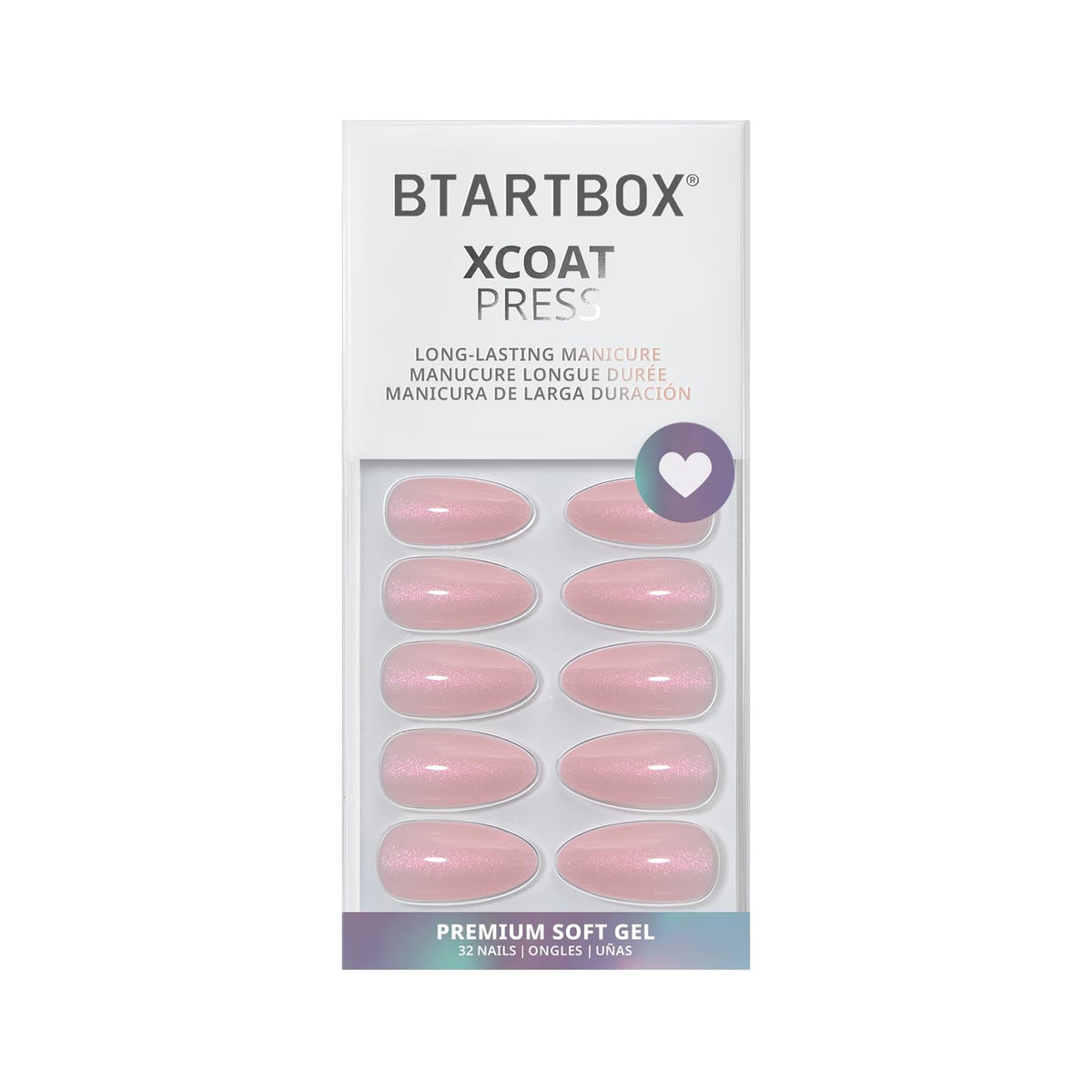 Lifestyle shot of BTArtbox Press On Nails Almond Soft Spoken on hands