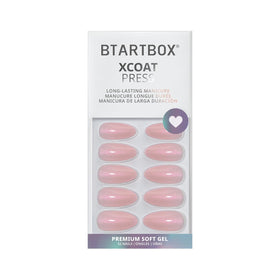 Lifestyle shot of BTArtbox Press On Nails Almond Soft Spoken on hands