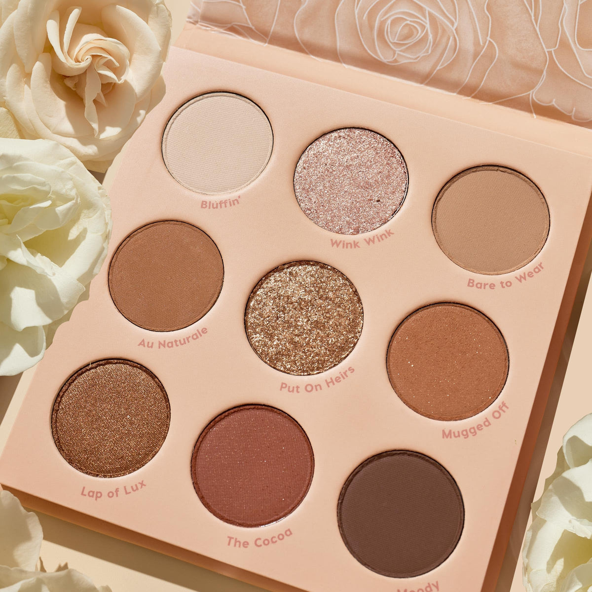 Lifestyle shot of ColourPop Nude Mood Eyeshadow Palette in use
