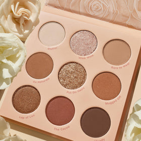 Lifestyle shot of ColourPop Nude Mood Eyeshadow Palette in use