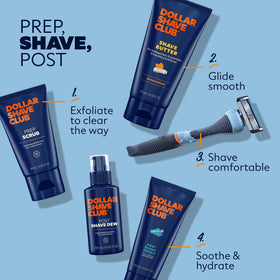 Lifestyle shot of Dollar Shave Club Sandalwood Shave Butter in bathroom