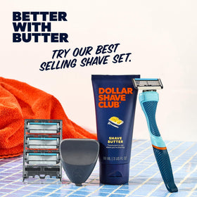 Lifestyle shot of Dollar Shave Club Shave Butter in bathroom