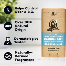 Lifestyle shot of Dr. Squatch deodorant in bathroom setting