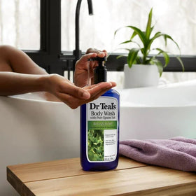 Lifestyle shot of Dr Teal's Body Wash during a shower
