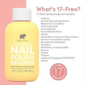 Lifestyle shot of ella+mila nail polish remover with nails