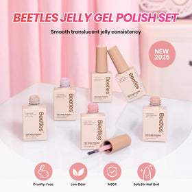 Lifestyle shot of hands with beetles jelly gel nail polish applied