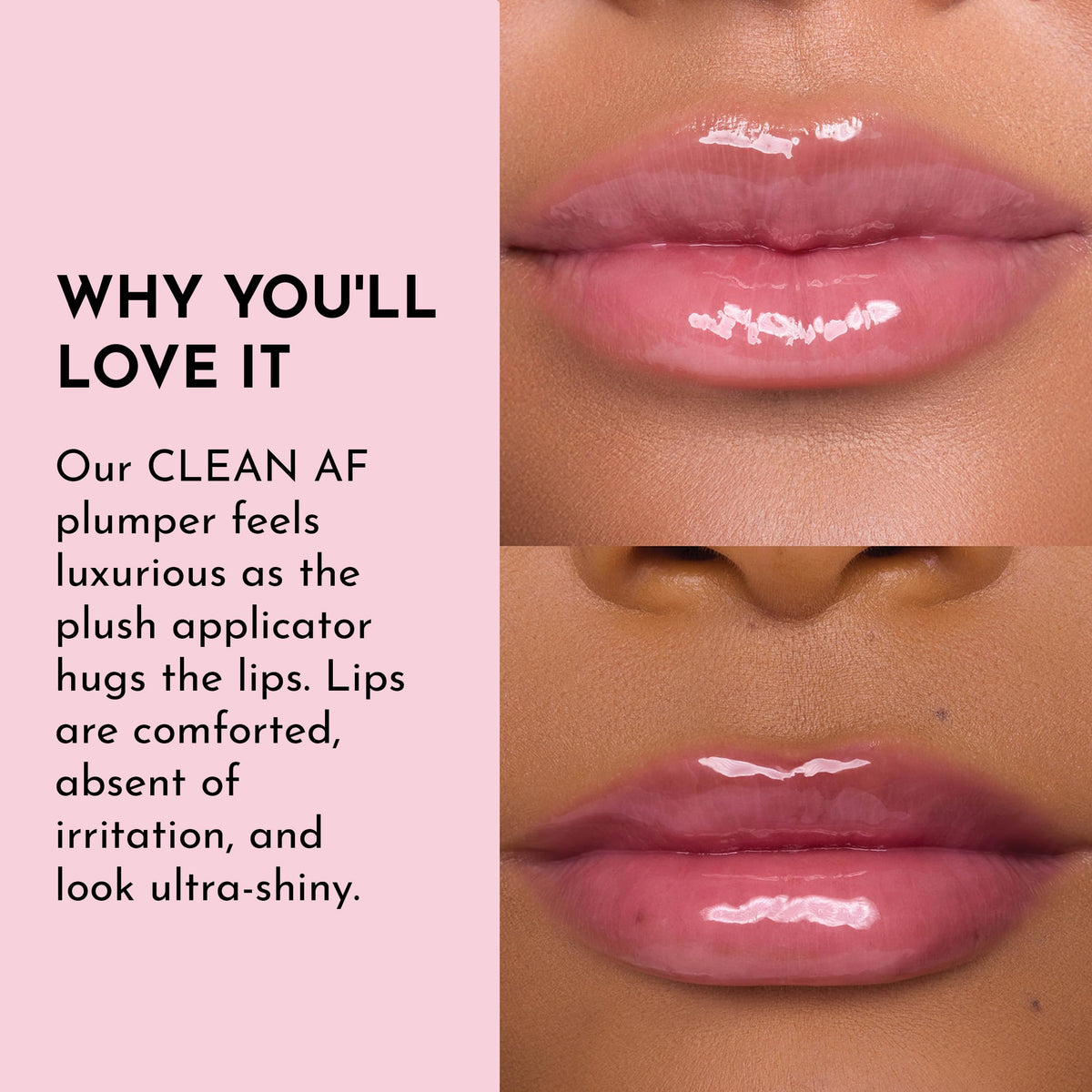 Lifestyle shot of Lawless lip gloss in use