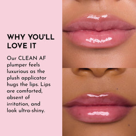 Lifestyle shot of Lawless lip gloss in use