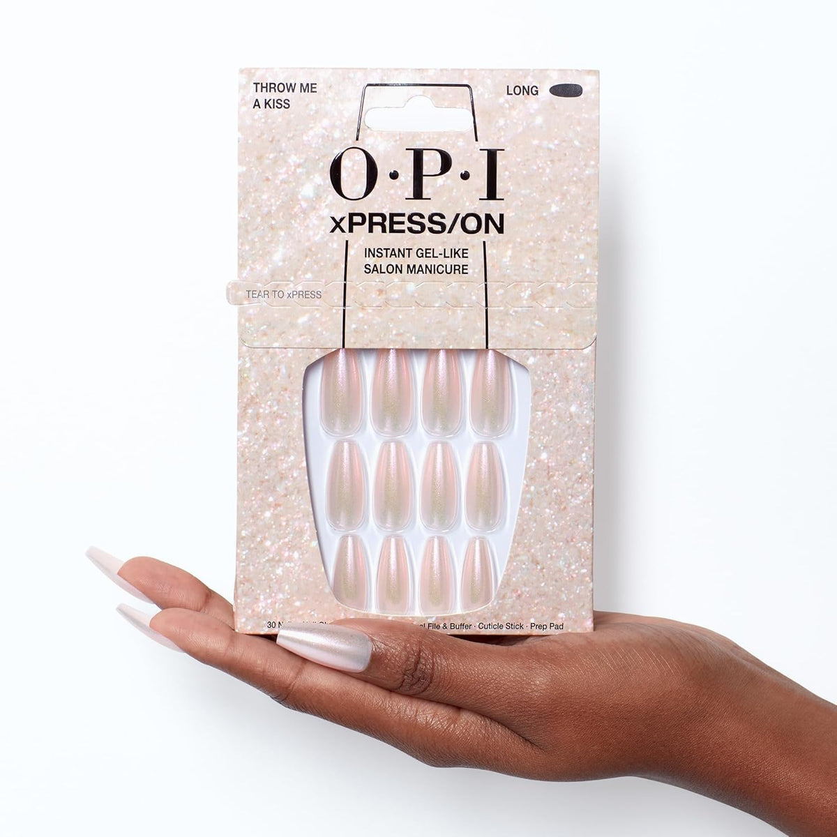 Lifestyle shot of OPI xPRESS/ON nails on hands