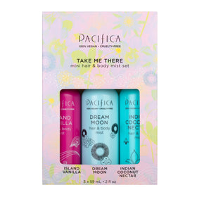 Lifestyle shot of Pacifica Hair & Body Mist in a travel bag