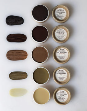 Lifestyle shot of River Organics Eyebrow Wax in use