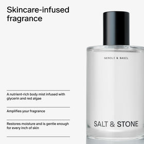 Lifestyle shot of Salt & Stone Hair & Body Mist in a bathroom setting
