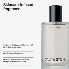 Lifestyle shot of Salt & Stone Hair & Body Mist on a vanity