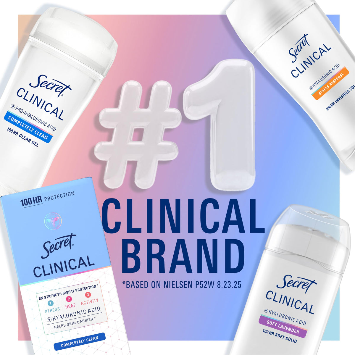 Lifestyle shot of Secret Clinical Strength Antiperspirant Deodorant in bathroom setting