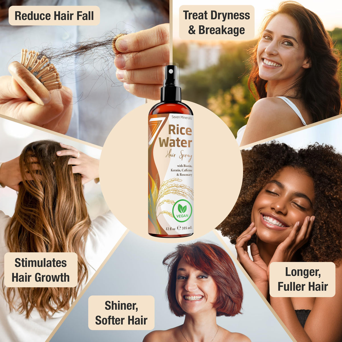 Lifestyle shot of Seven Minerals Rice Water Spray in bathroom