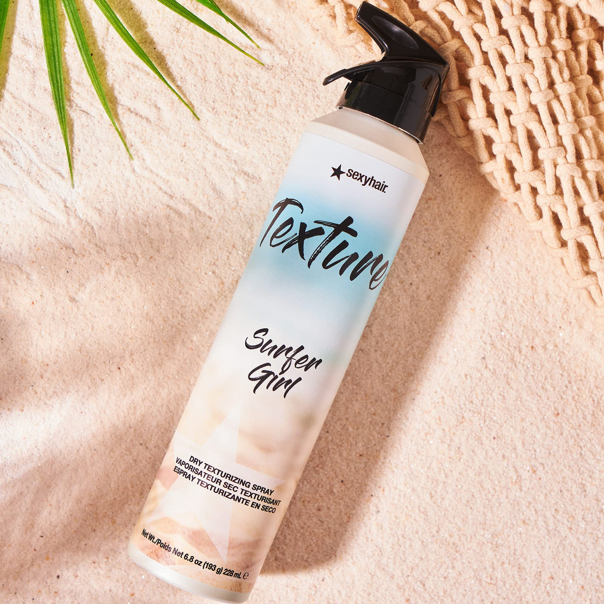 Lifestyle shot of SexyHair Texture Surfer Girl Dry Texturizing Spray in use