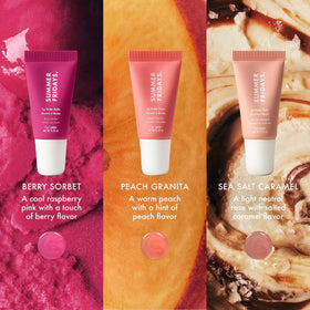 Lifestyle shot of Summer Fridays Sweet Summer Minis Lip Balm Trio on a table