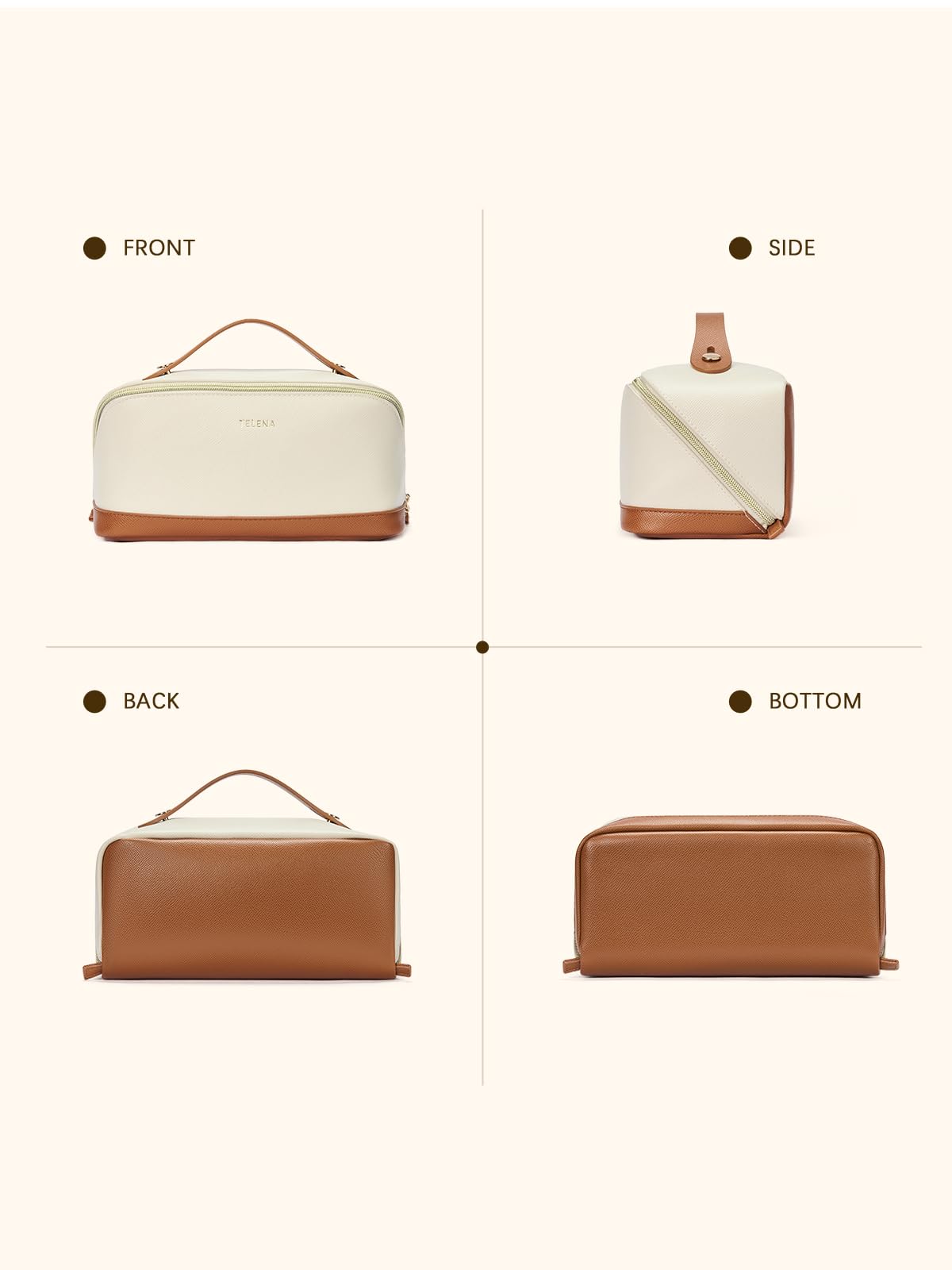 Lifestyle shot of Telena Makeup Bag on a travel suitcase