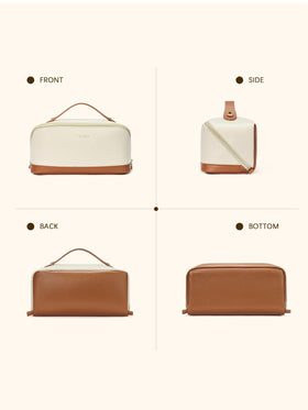 Lifestyle shot of Telena Makeup Bag on a travel suitcase