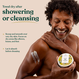 Lifestyle shot of The Body Shop Olive Body Butter in use