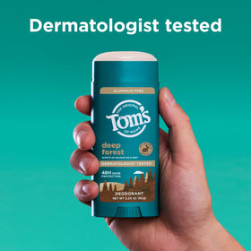 Lifestyle shot of Tom's of Maine deodorant in bathroom