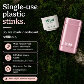 Lifestyle shot of Wild deodorant in a personal care setting