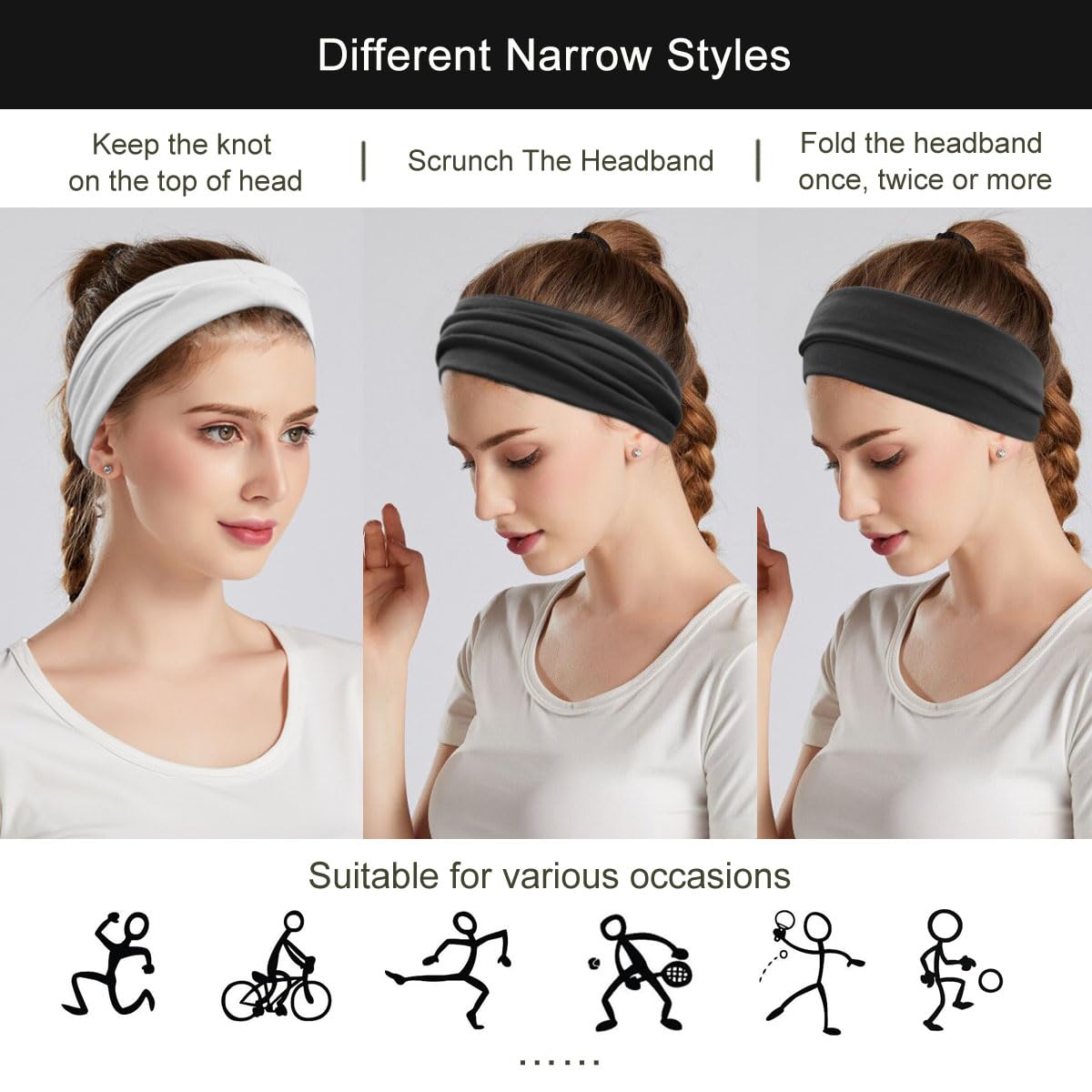 Lifestyle shot of YONUF headbands worn during yoga