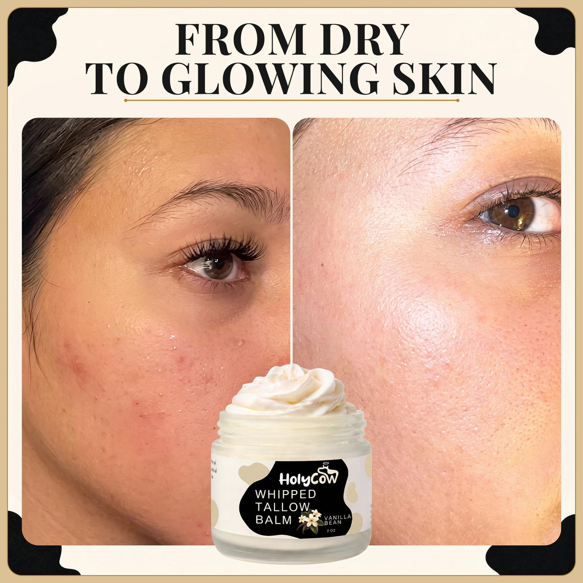 Lifestyle use of HolyCow Beef Tallow Body Butter on hands