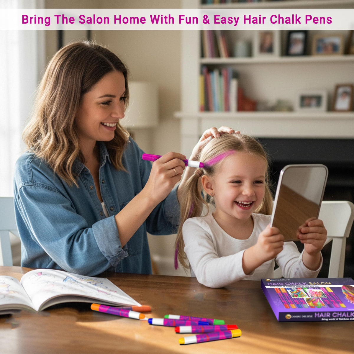 Light Pink hair chalk pen from Desire Deluxe displayed on a table