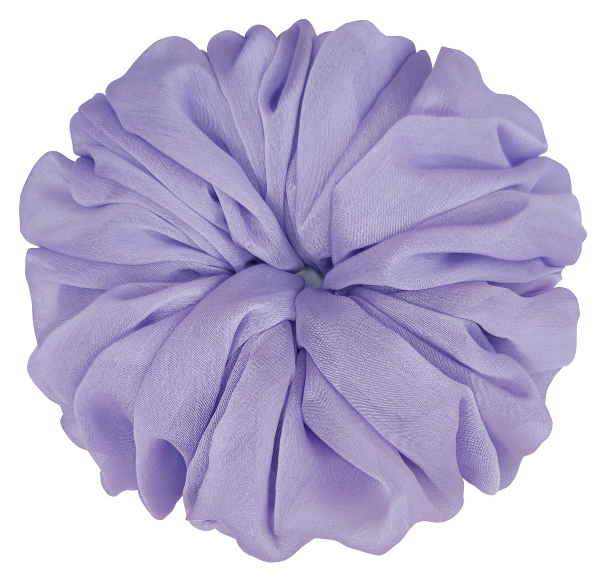 Light Purple AnnushkaHomeDecor Soft Sheer Chiffon Scrunchie on a wrist