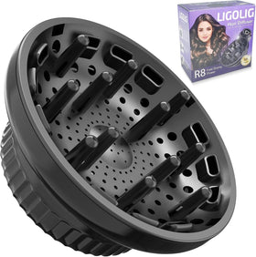 LIGOLIG Hair Diffuser Attachment front view with black finish