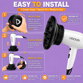 LIGOLIG Hair Diffuser Attachment in a travel bag
