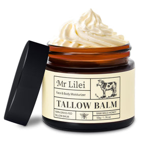 Lilei Beauty Beef Tallow Balm front view, 50g packaging