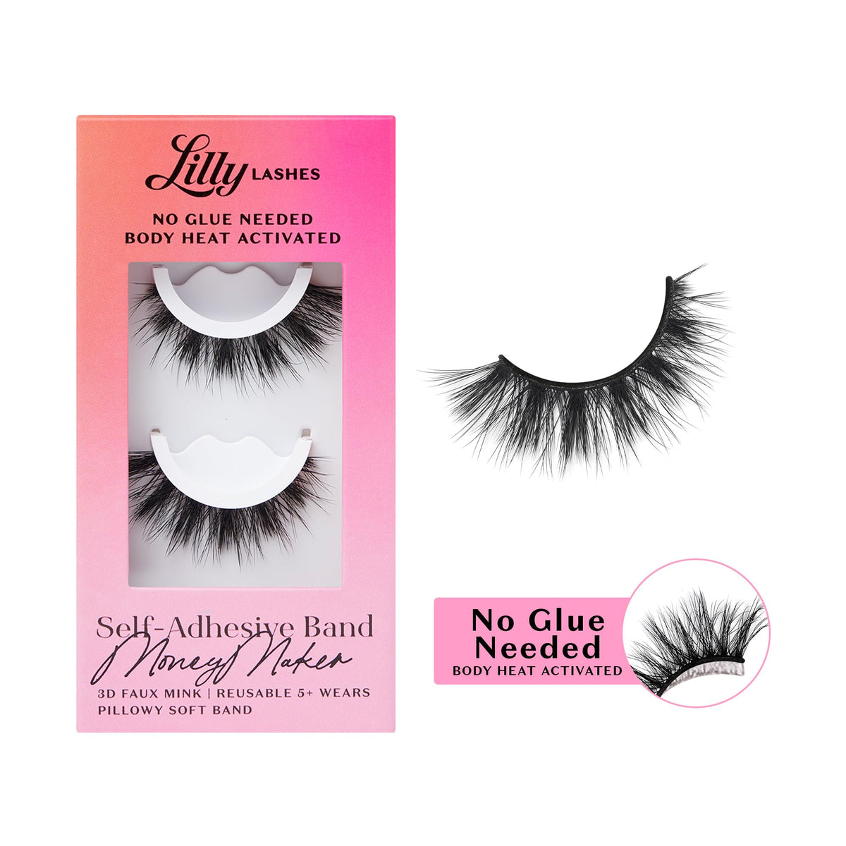 Lilly Lashes 3D Self Adhesive Eyelashes front view in packaging