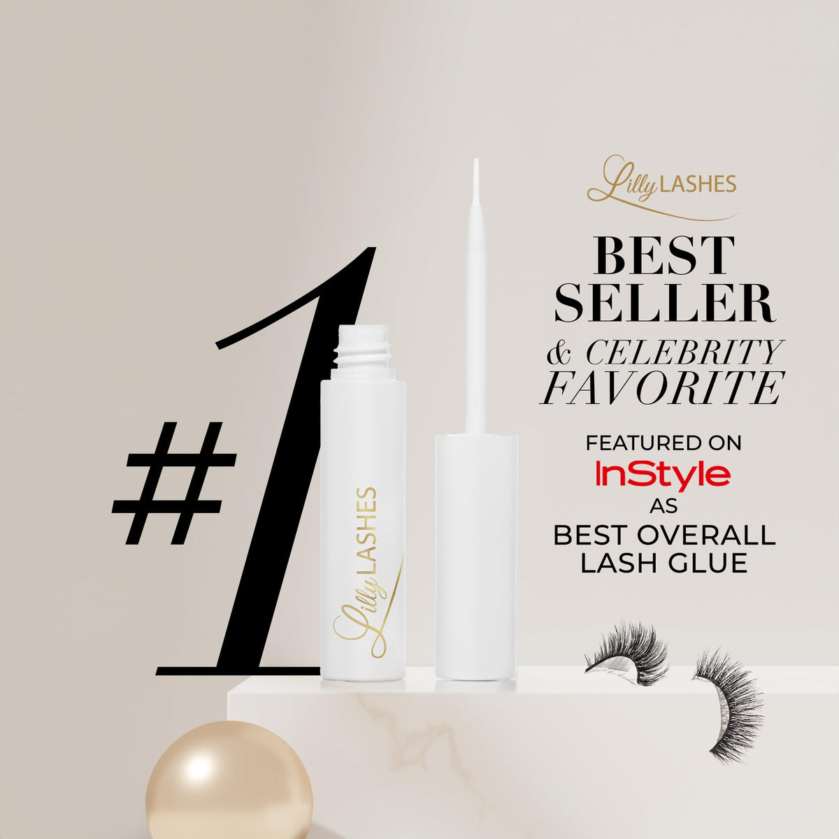 Lilly Lashes Clear Eyelash Glue with false eyelashes