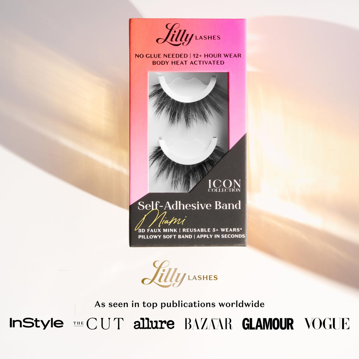 Lilly Lashes on a makeup vanity