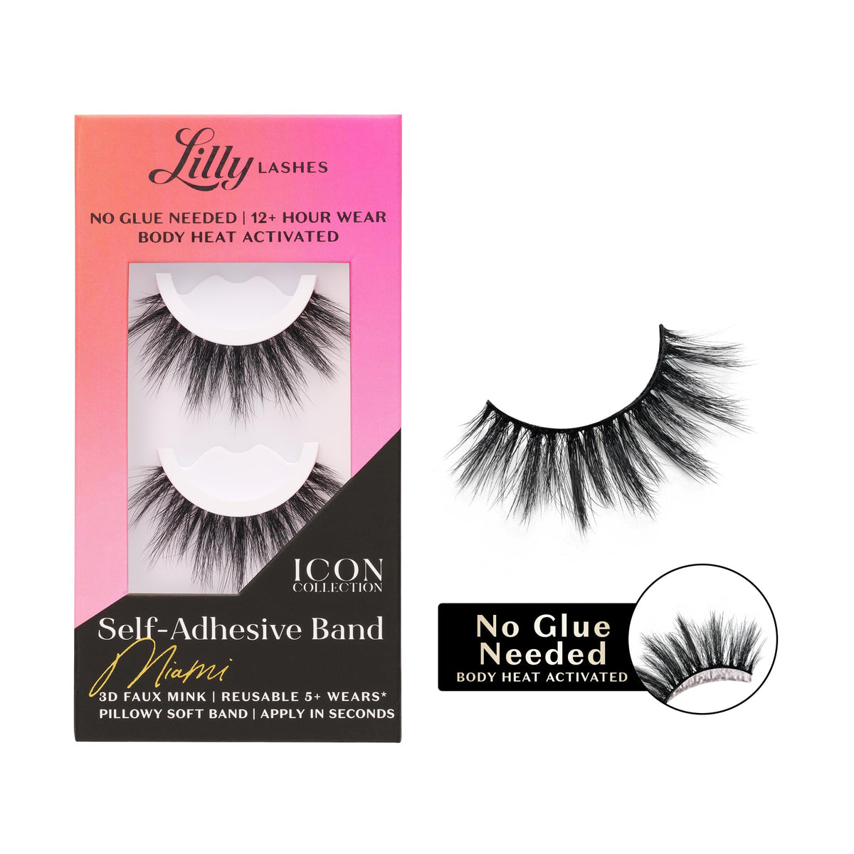 Lilly Lashes Self Adhesive 3D Faux Mink Eyelashes Miami front view