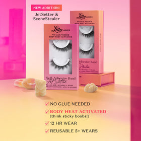 Lilly Lashes Self Adhesive Eyelashes displayed on a makeup table