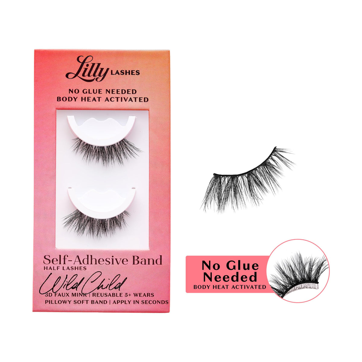 Lilly Lashes Self Adhesive Eyelashes WildChild front view